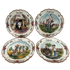 Intrada Italy Majolica Four Seasons Wall Decor Handcrafted Ceramic12" Plates
